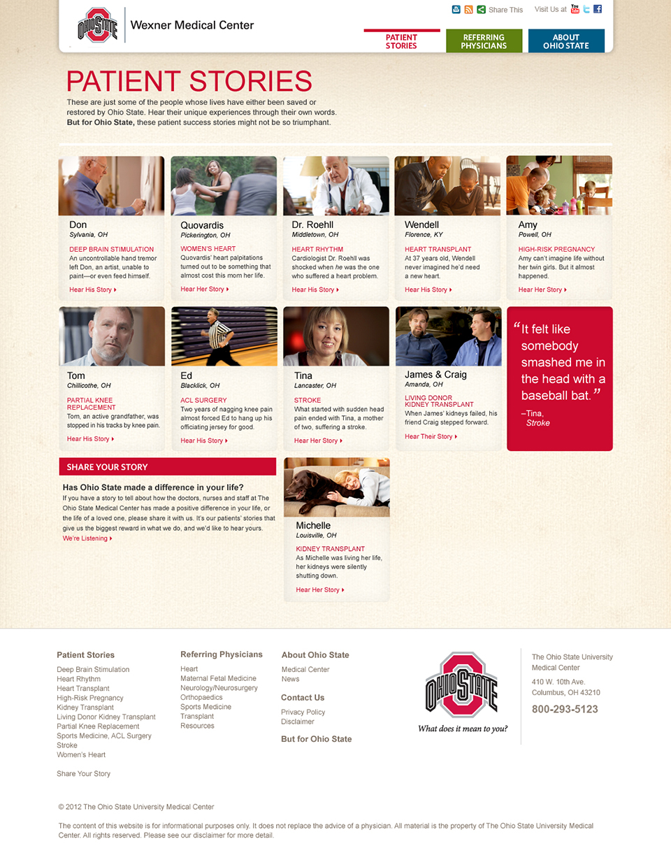 Only Ohio State | Website – Patient Stories